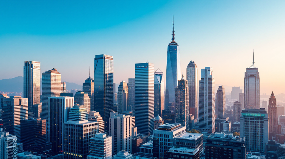 2026년 상업용 부동산의 경제 성장과 디지털 전환을 반영하는 도심 오피스 빌딩 전경