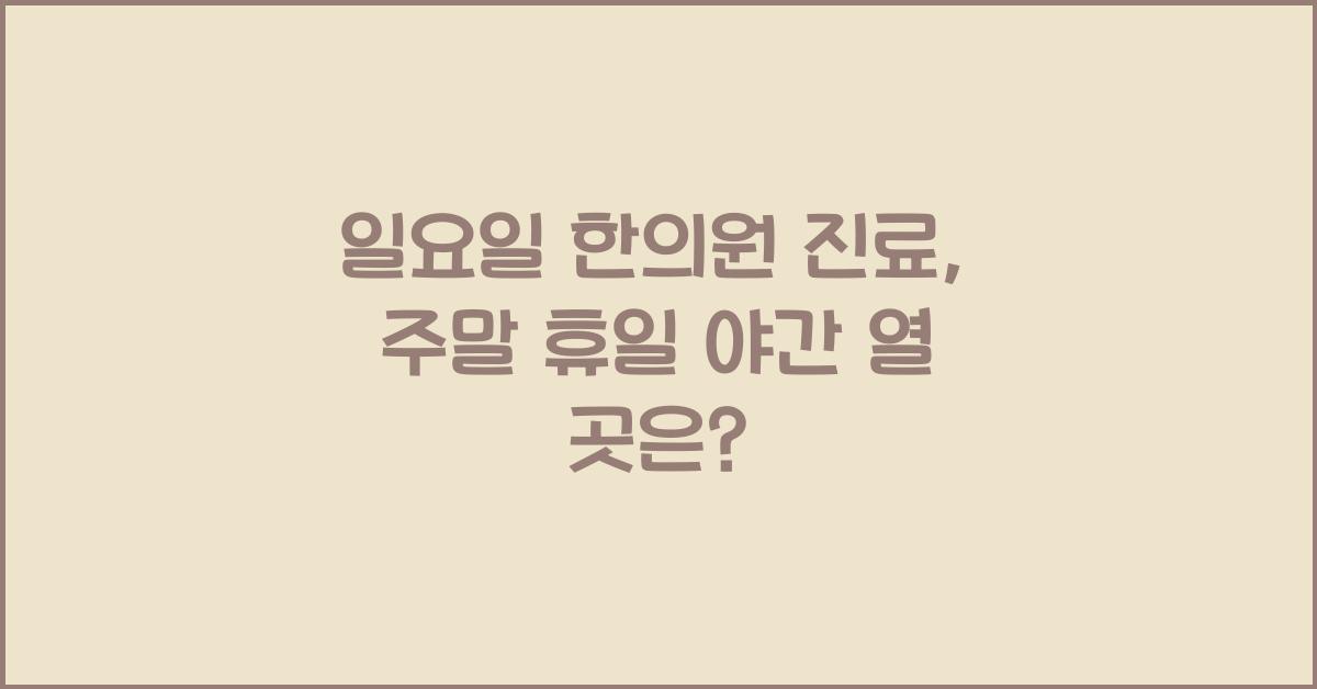 일요일 한의원 진료 주말 휴일 야간 여는 곳