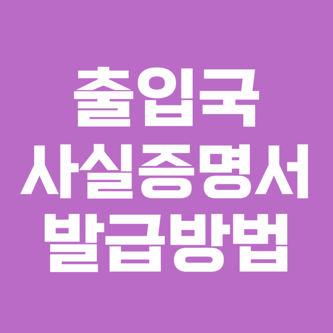 출입국 사실증명서 발급방법