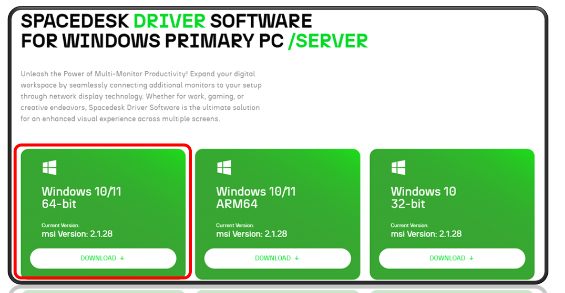 spacedesk driver 설치 화면