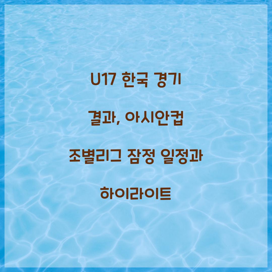 U17 한국 경기