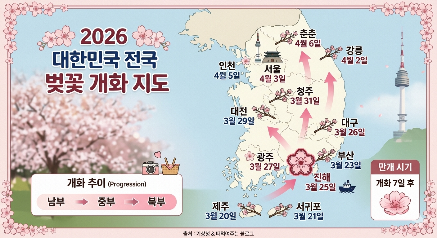 20206년 벚꽃 개화 지도