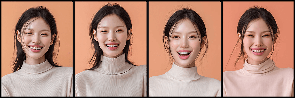 Midjourney OREF 웃음 표정, 눈가에 주름 잡힌 순간적인 자연스러운 웃음의 여성 이미지_Midjourney