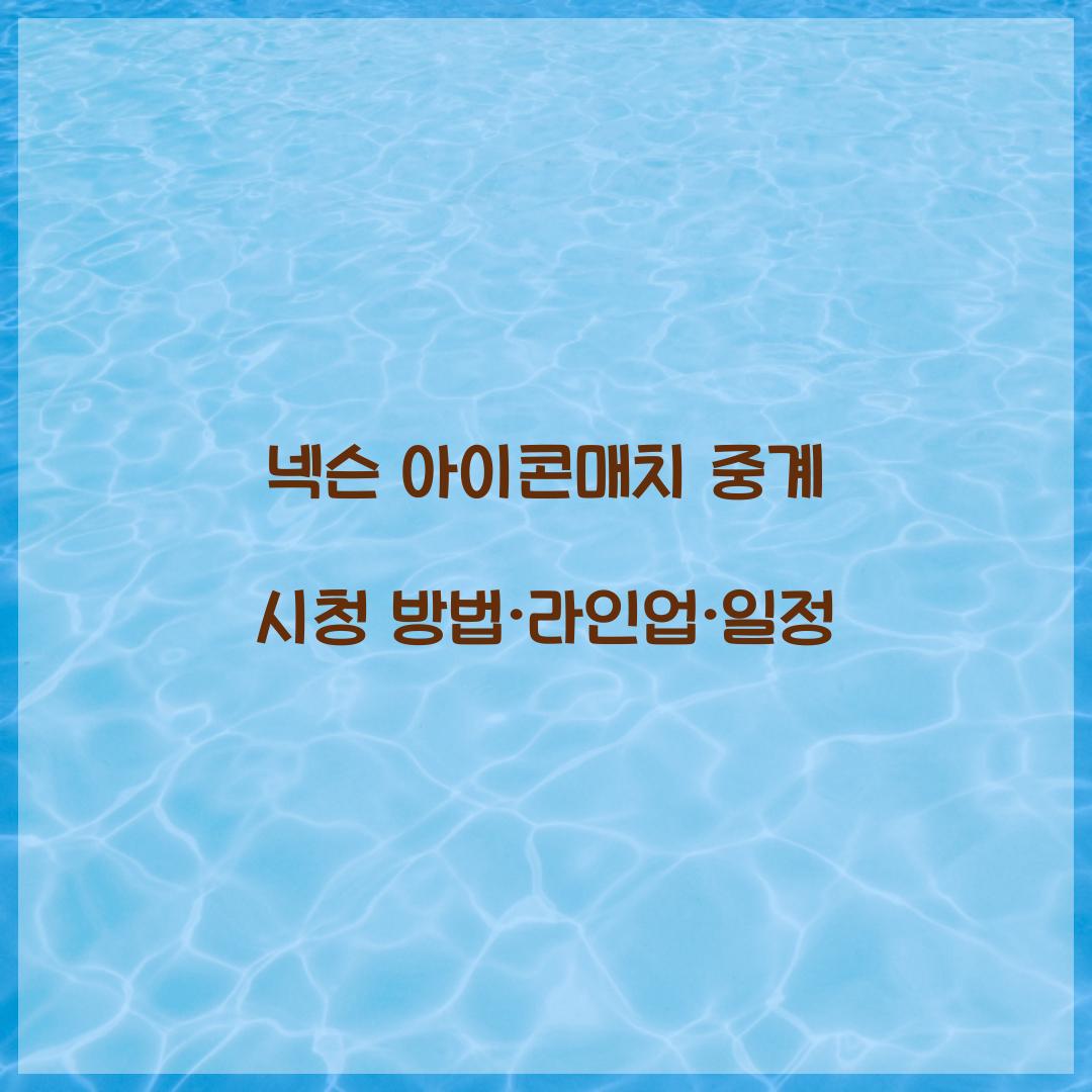 넥슨 아이콘매치 중계