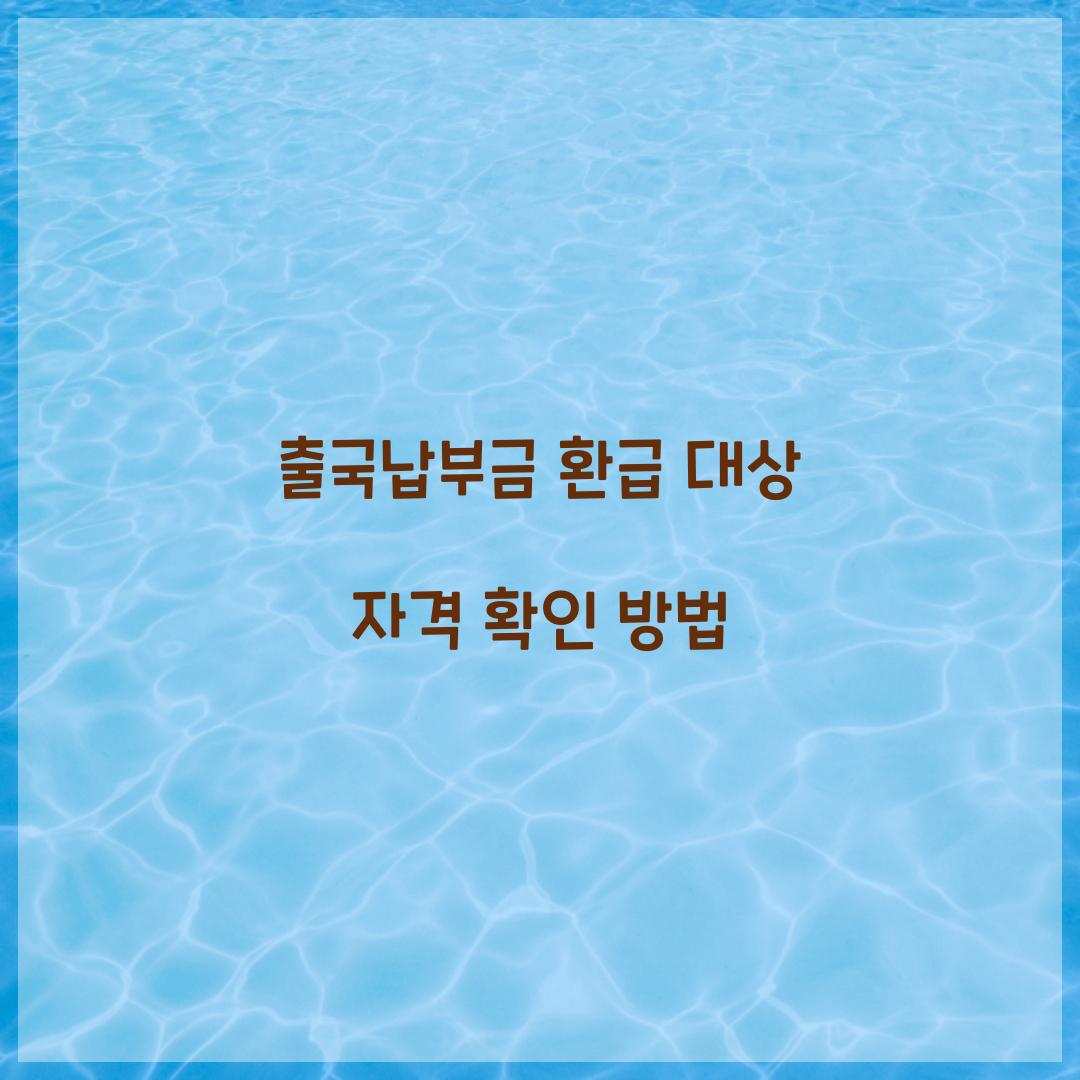 출국납부금 환급 대상