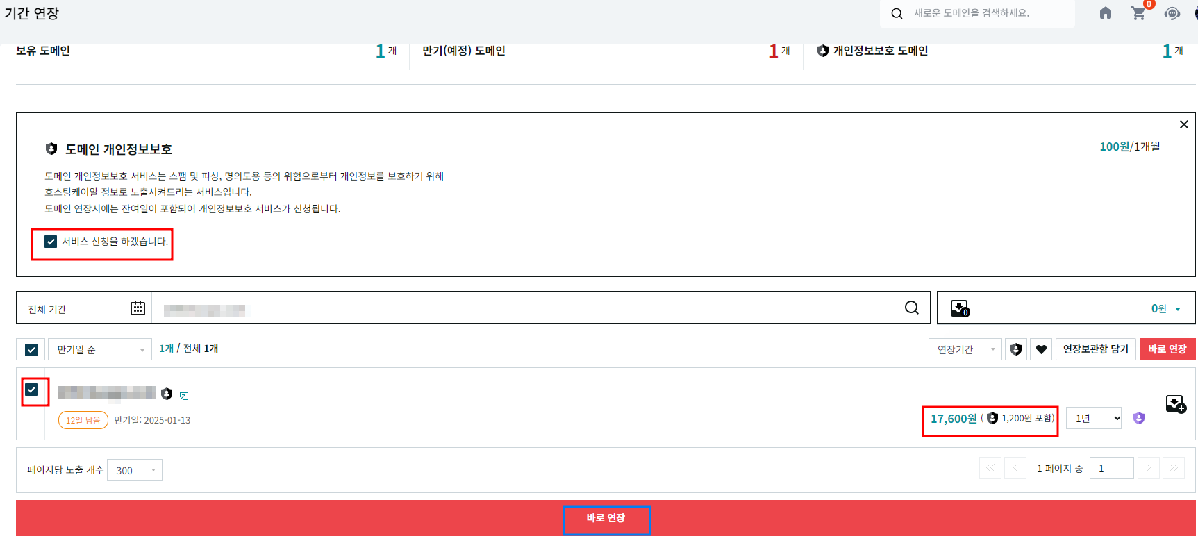 도메인 기간연장 방법4