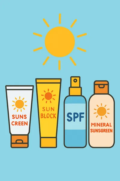 다양한 선크림 용기 일러스트