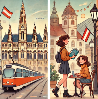 오스트리아 대도시와 소도시에서 어학연수하는 모습 비교 사진