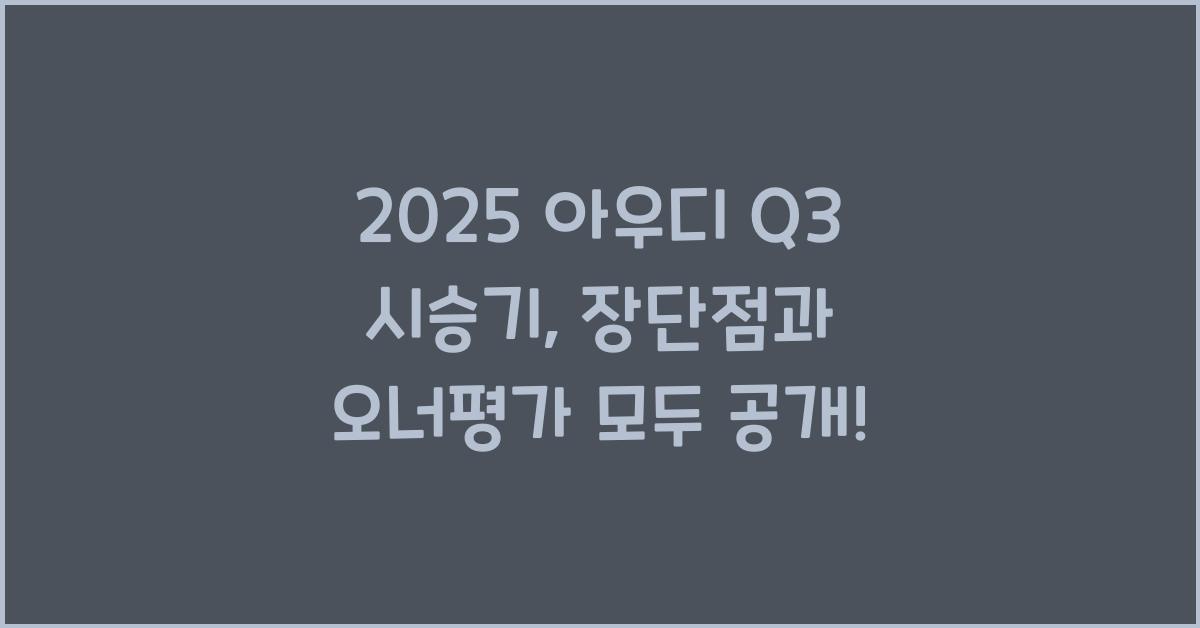 2025 아우디 Q3 시승기 제원 연비 장단점 유지비 오너평가