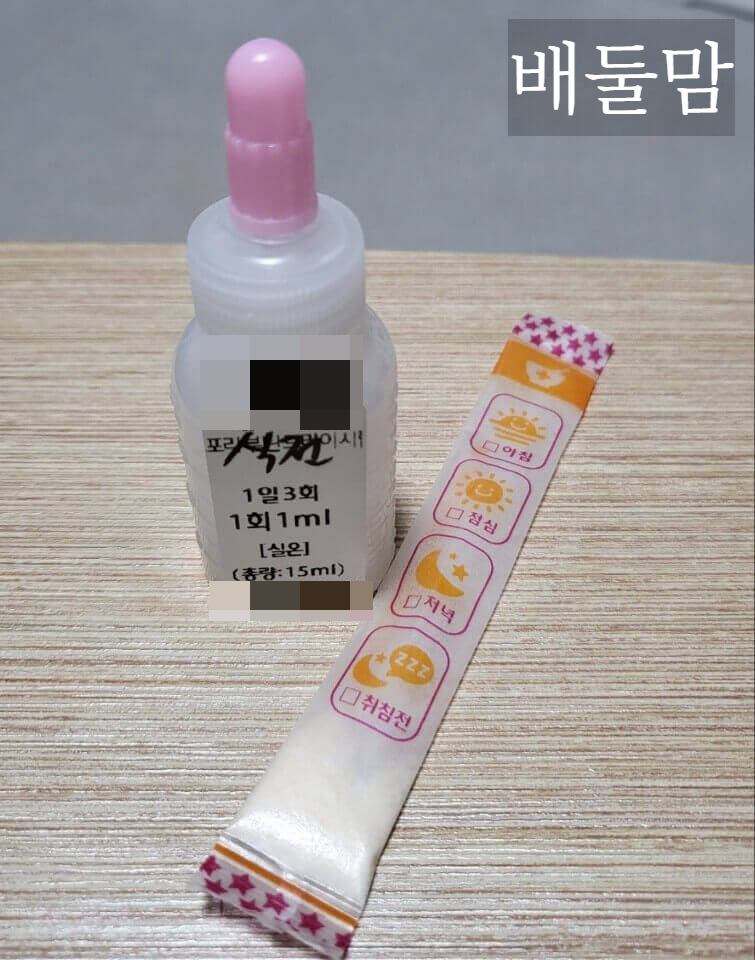 처방받은 소화제와 유산균 사진.