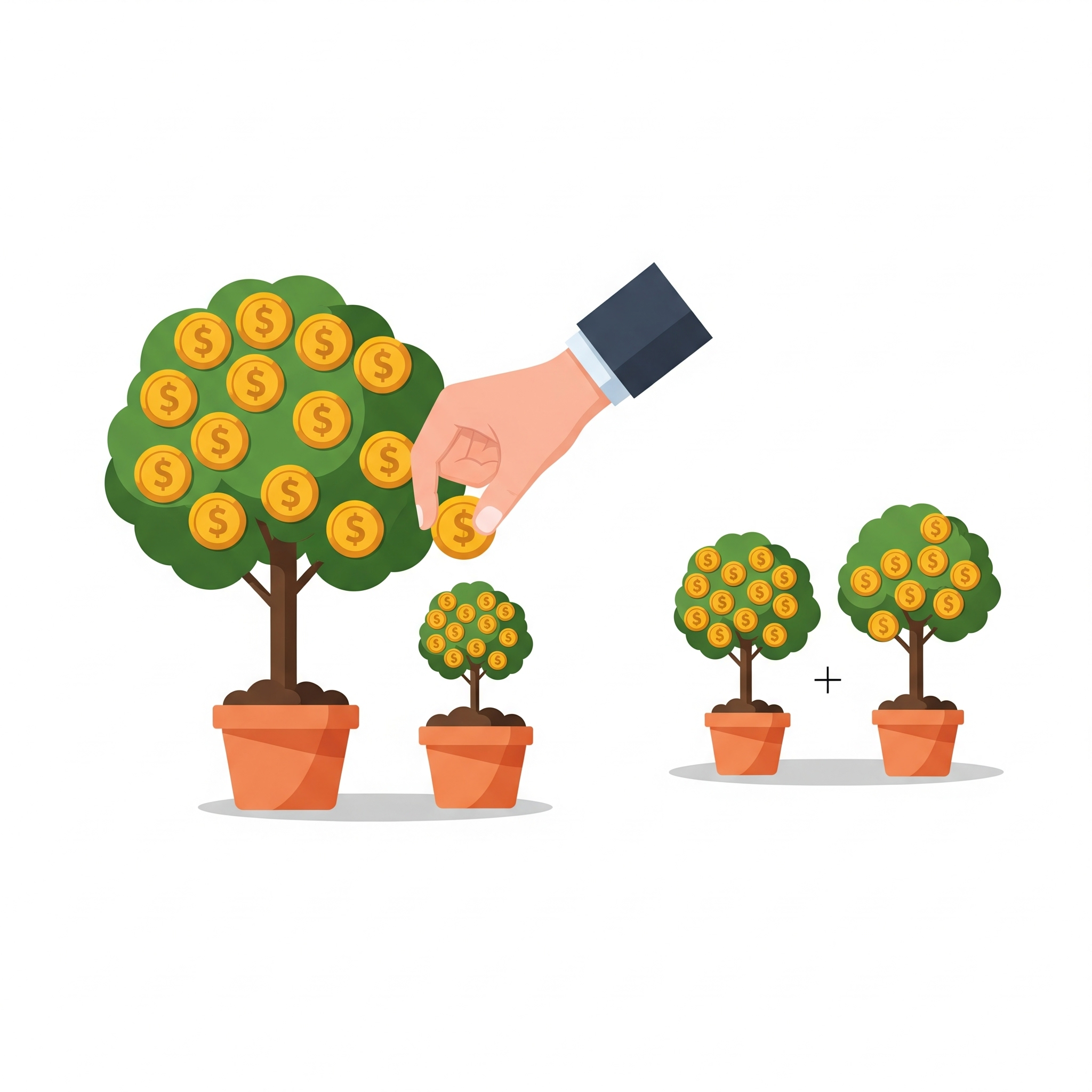 리밸런싱을 통해 수익이 난 자산을 팔고, 저평가된 자산을 사는 과정의 도식화