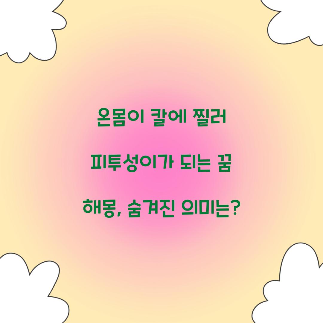 온몸이 칼에 찔러 피투성이가 되는 꿈 풀이 해몽 해석