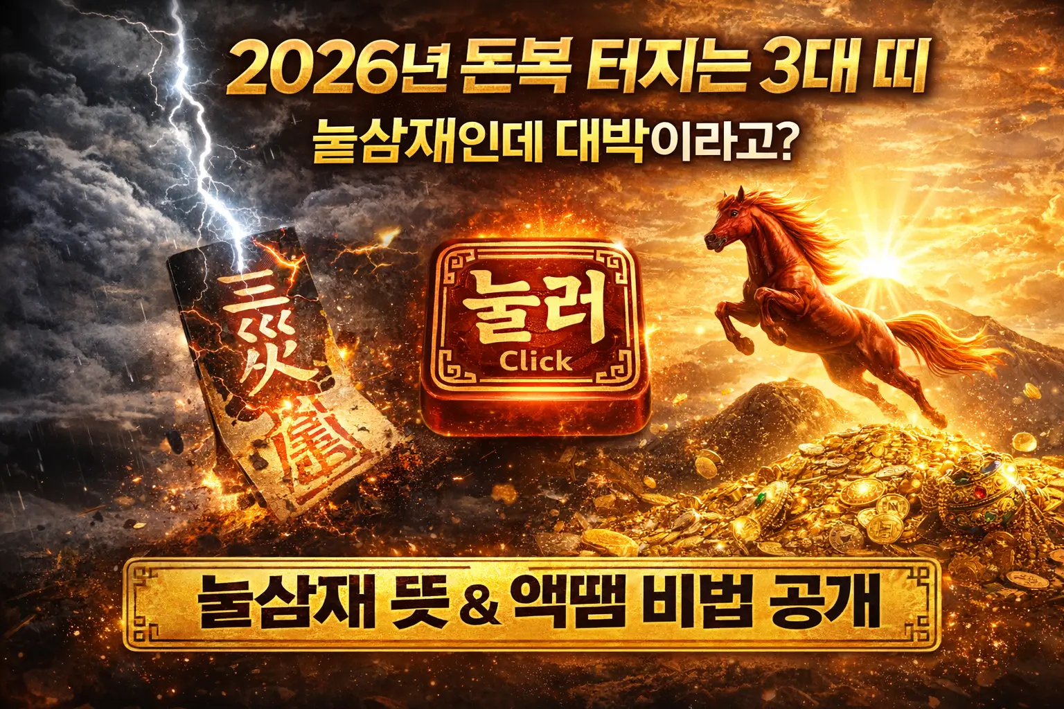 2026년 병오년, 가만히 있어도 돈 들어오는 '세 가지 띠' 공개