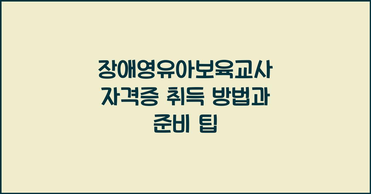 장애영유아보육교사 자격증