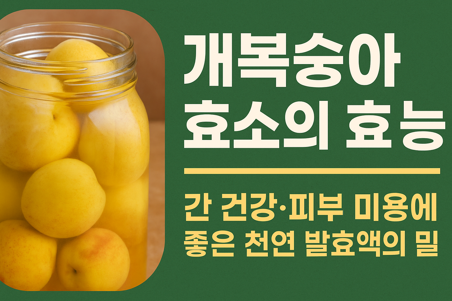 개복숭아효소 효능 10가지 간 건강 피부 미용에 좋은 천연 발효액의 비밀