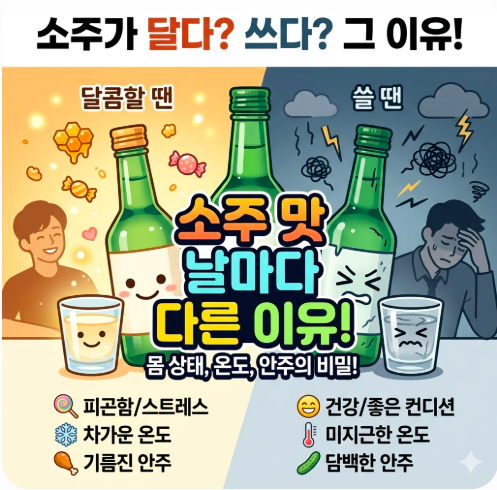 소주가 달거나 쓴 맛을 느끼는 이유