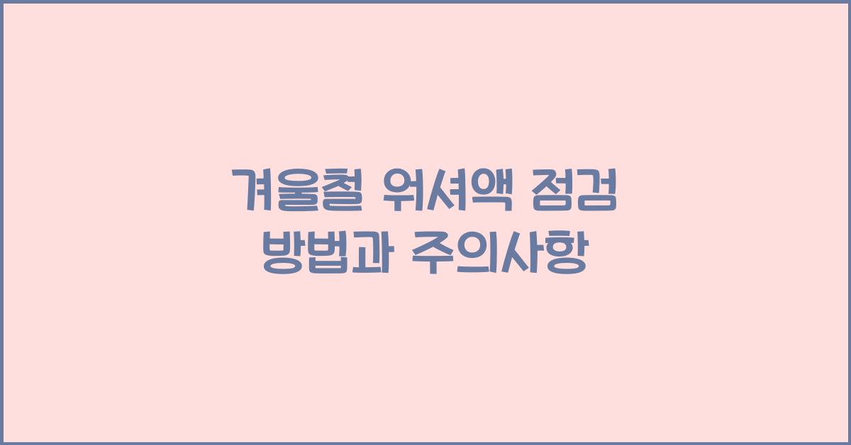 겨울철 워셔액 점검 방법