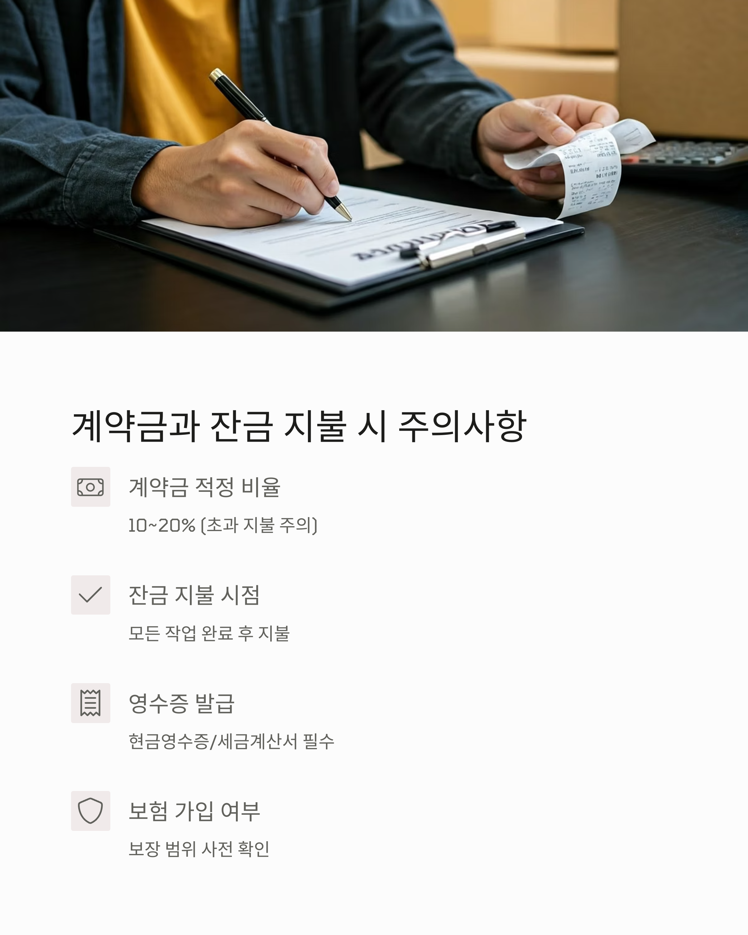 이사계약금과 잔금 지불 시 주의사항