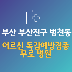 부산 부산진구 범천동 노인 독감예방접종 무료 병원 (인플루엔자 무료 접종 대상 날짜)