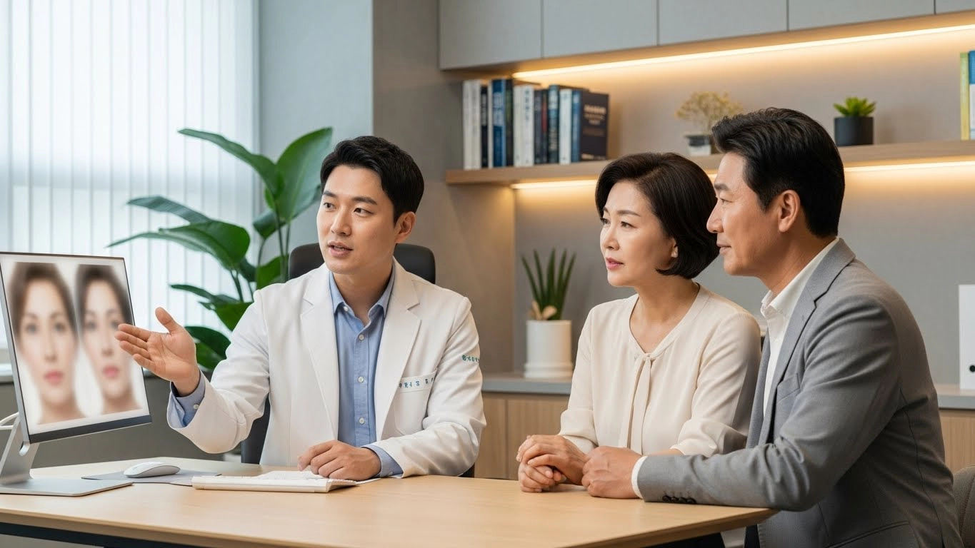 병원 선택&middot;경험 많은 의사를 강조하는 상담 장면 이미지