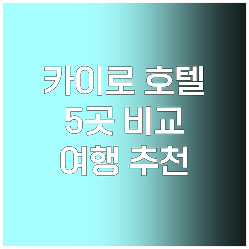 카이로 여행 호텔 선택? 5곳 비교분
