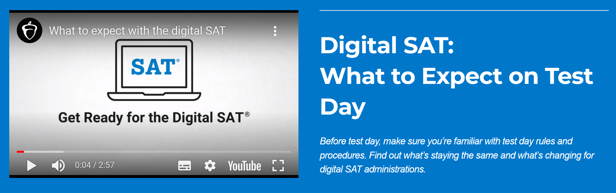디지털 SAT 시험 숙지사항 영상 이미지 입니다.