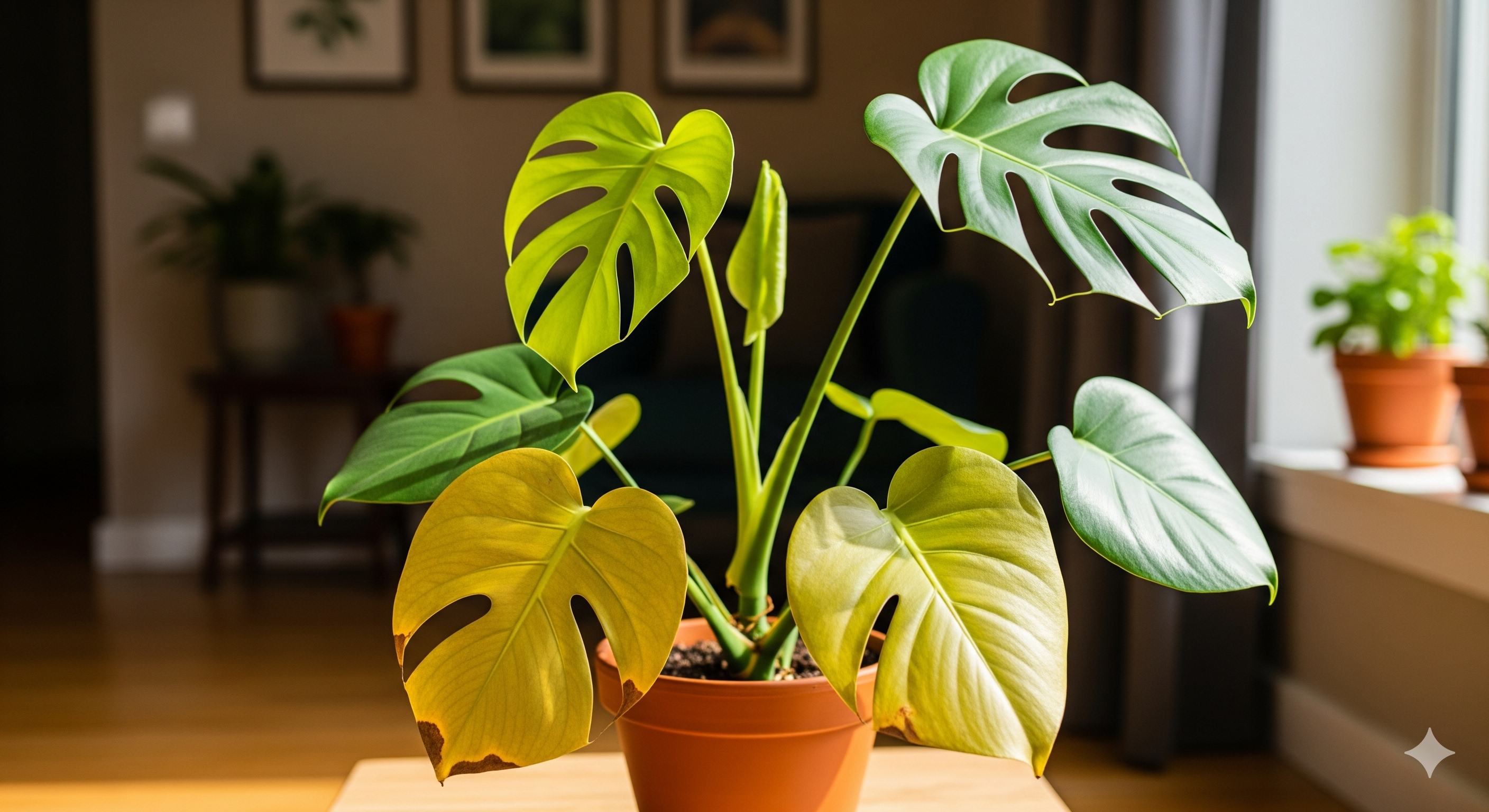 몬스테라-노화-오래된-잎-노랗게-변함-자연스러운-현상-성장-증거