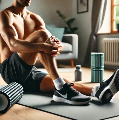 무릎 스트레칭 하는 모습