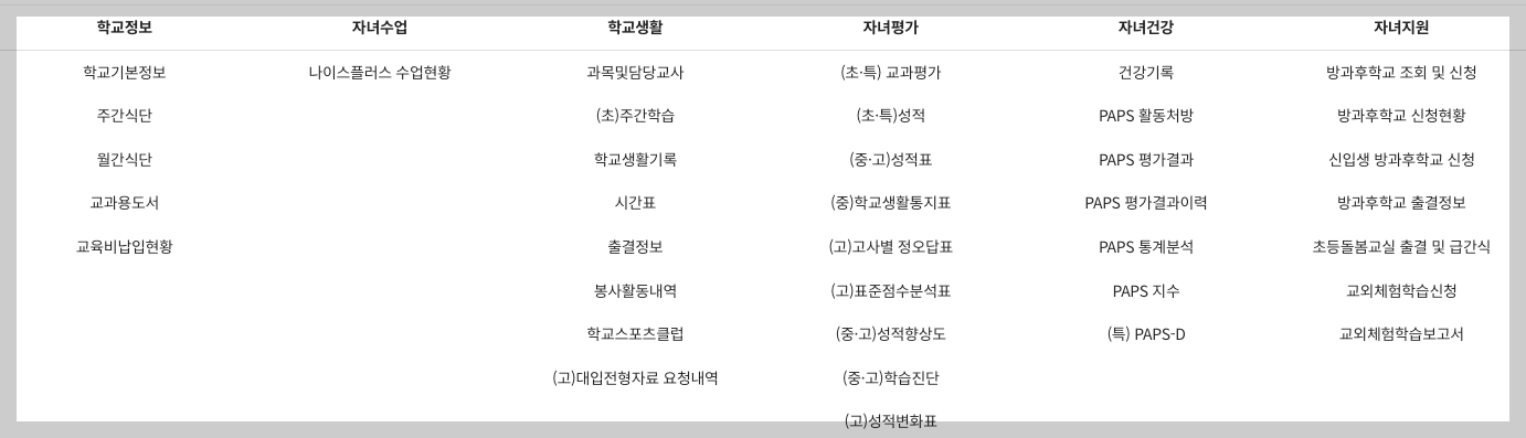 나이스 학부모서비스 홈페이지, 기능 등 3분 총정리