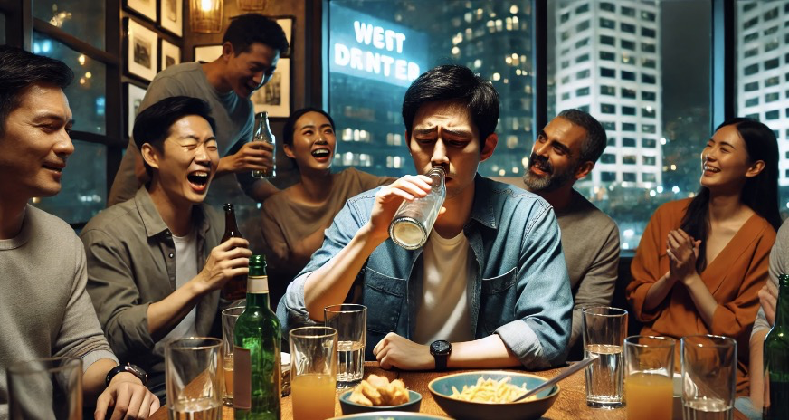 혼자 과음하는 모습