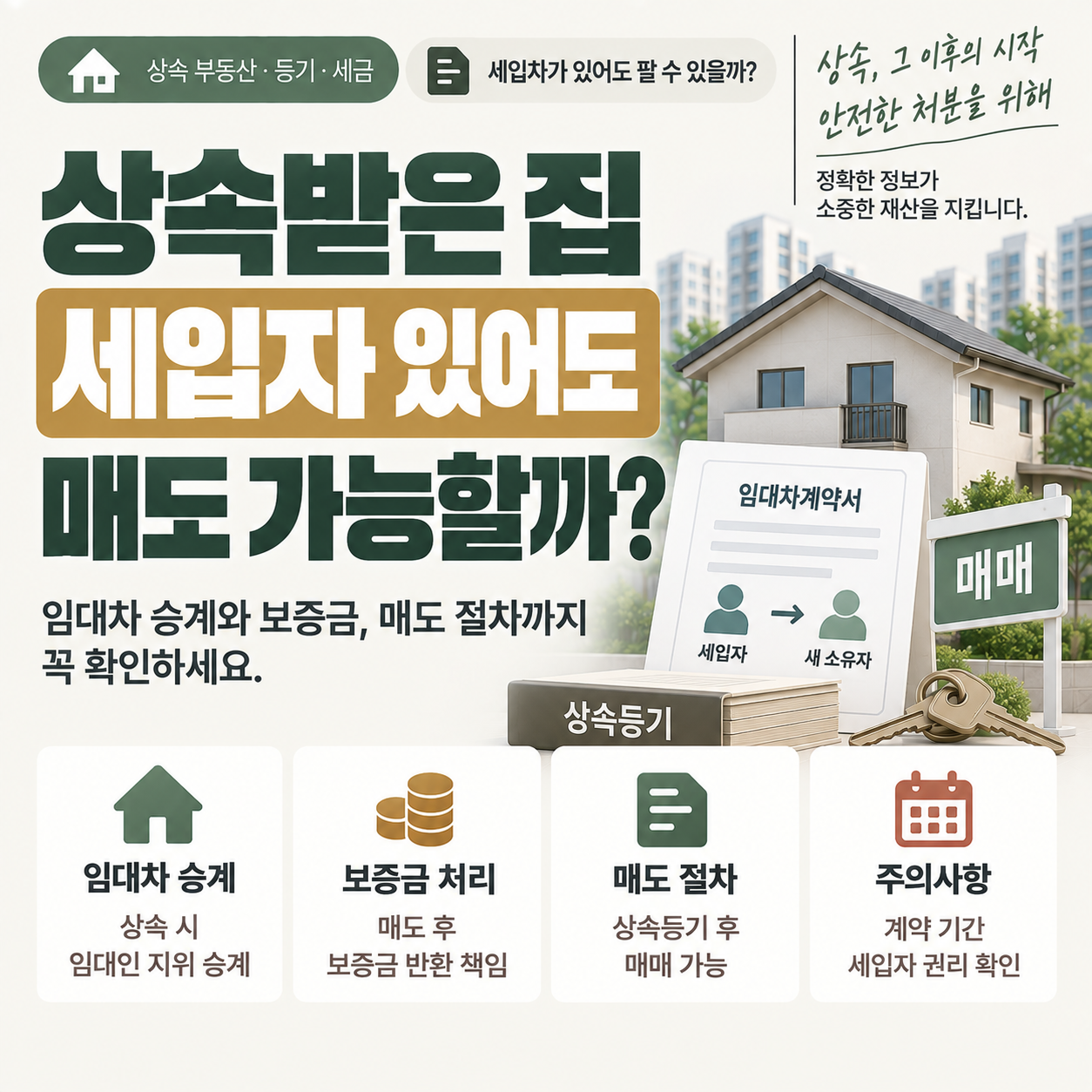 세입자가 있는 상속주택 매도 가능 여부를 설명하는 이미지