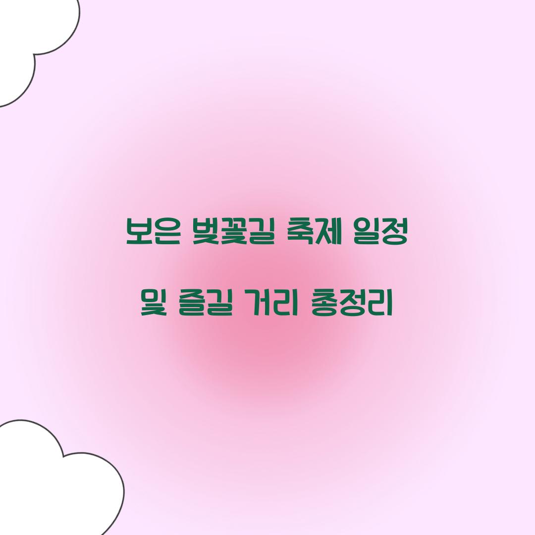 보은 벚꽃길 축제 일정