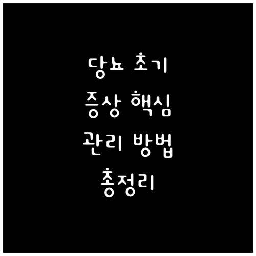 당뇨병 초기 증상부터 관리까지 핵심 