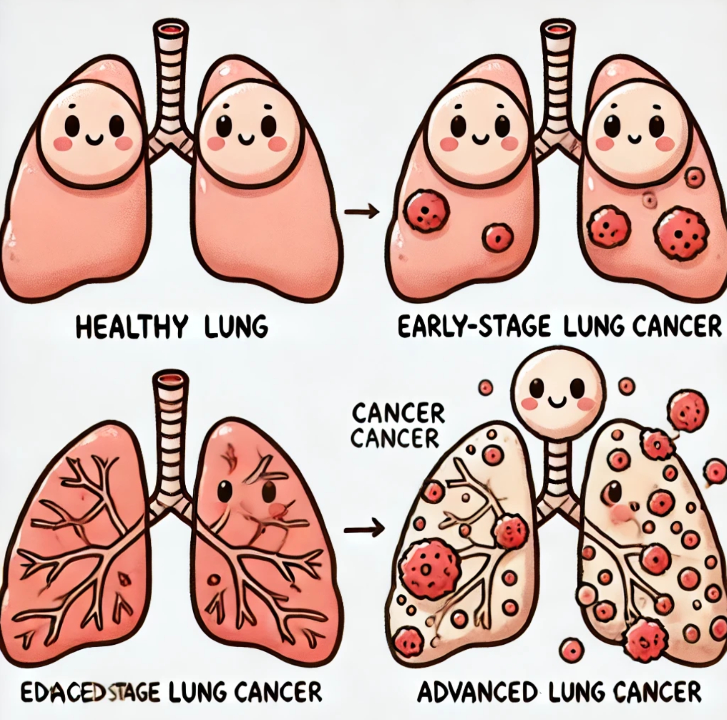 폐암을 단계별로 나눈 그림