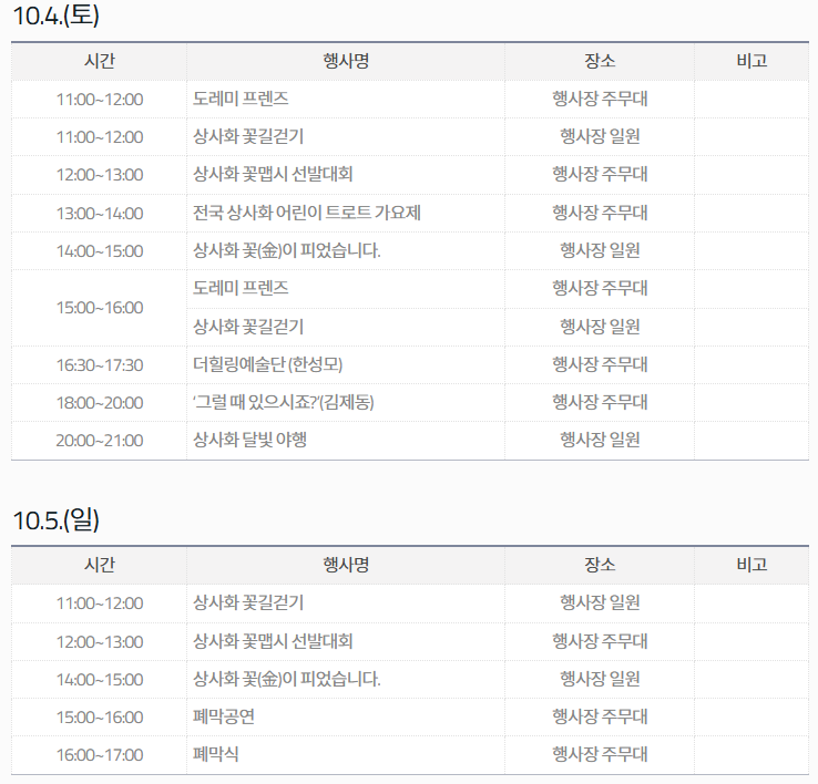 10월 4일 5일 일정