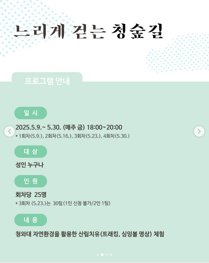 느리게 걷는 청숲길 일정