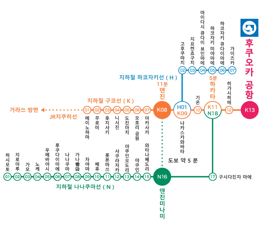 후쿠오카시 지하철 노선도