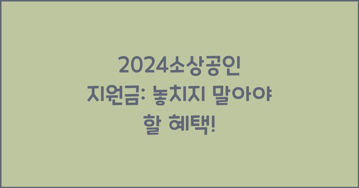 2024소상공인 지원금
