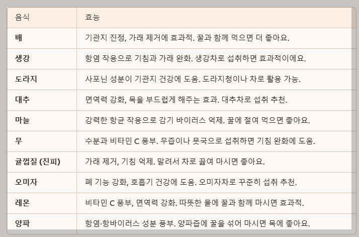 기침 감기에 좋은 음식