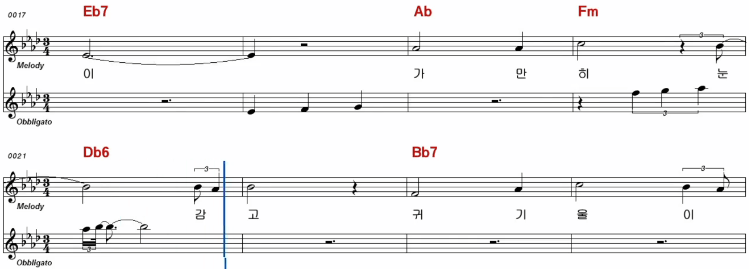 박애리(송창식) 밤눈 악보
