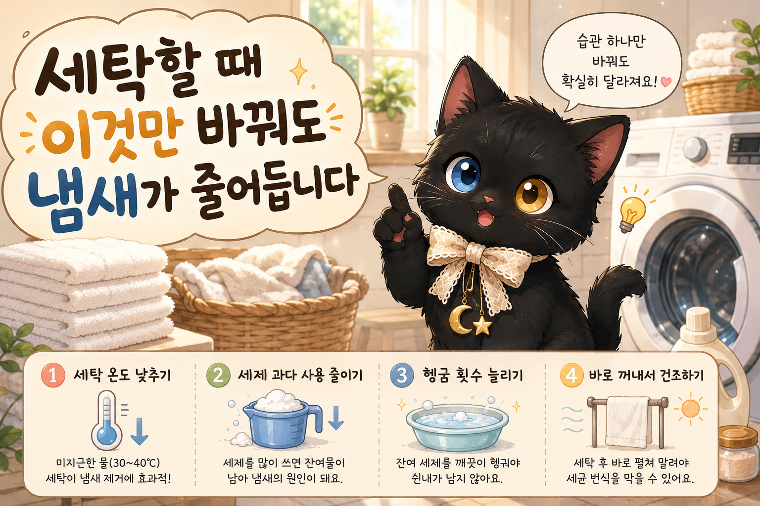 세탁할 때 이것만 바꿔도 냄새가 줄어듭니다