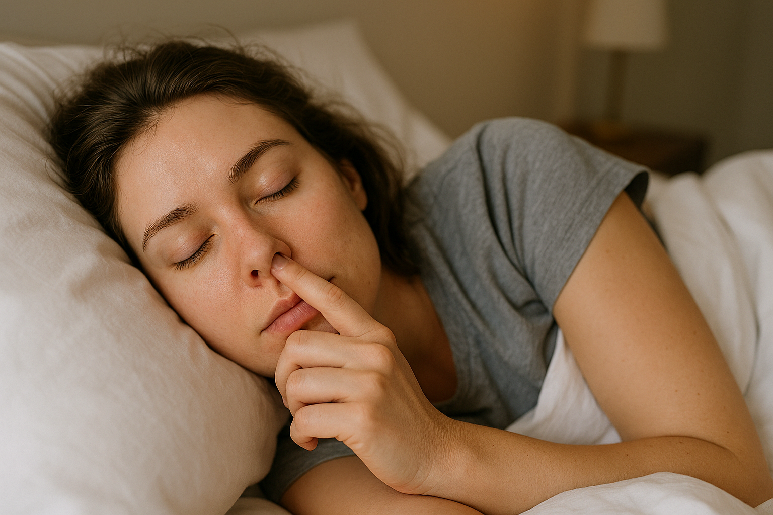 수면 중 무의식적인 코 접촉하는 모습