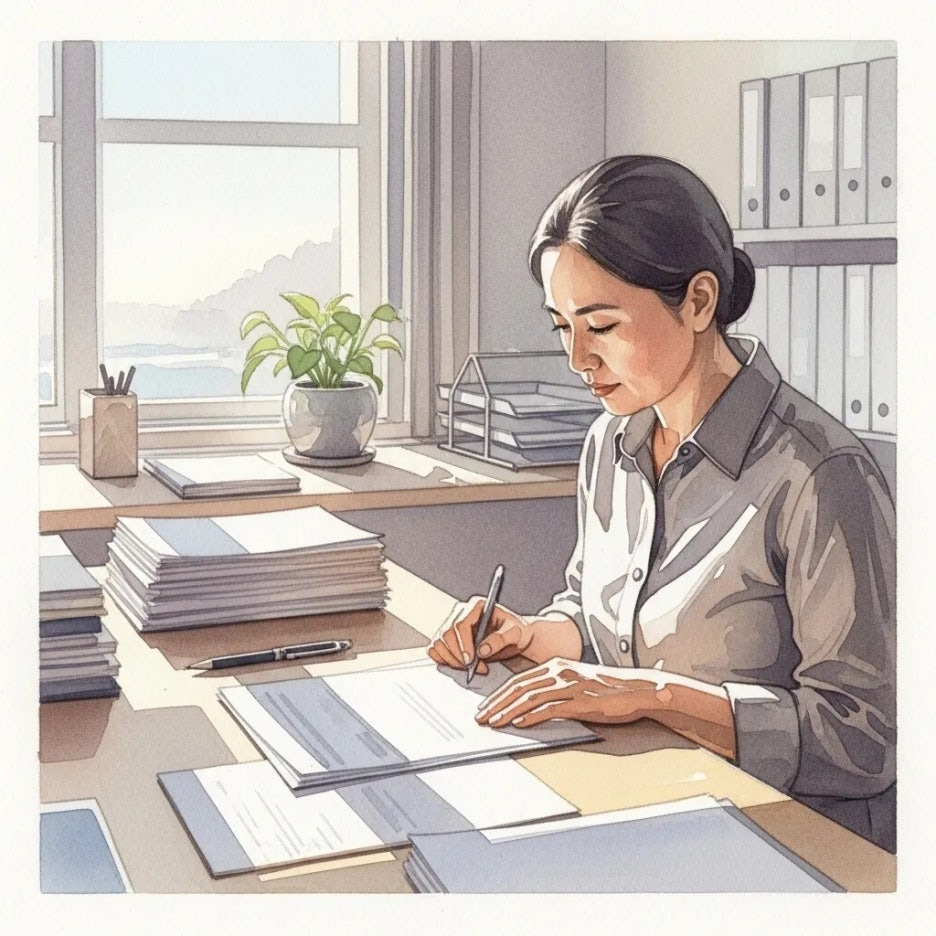 성실하게 업무를 수행하는 공직자의 모습.