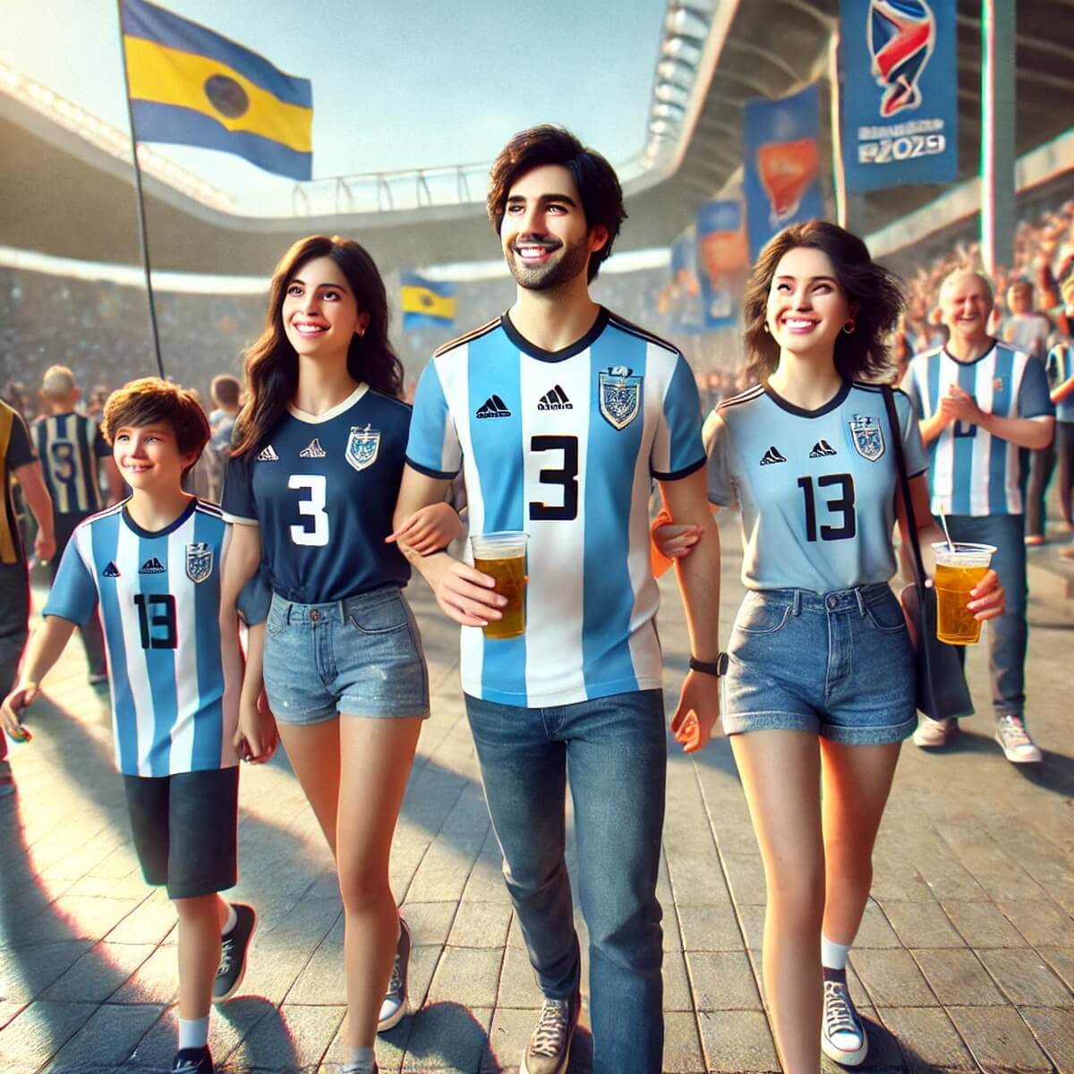 유니폼 입고 입장하는 가족 팬들