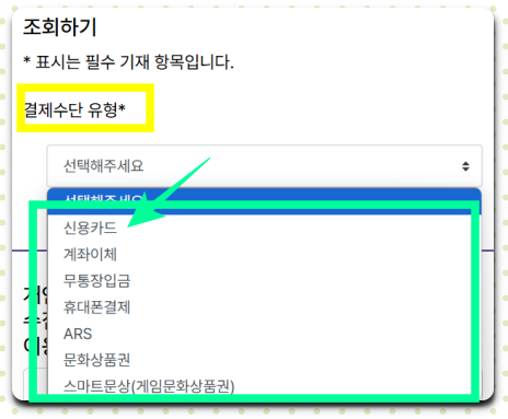 결제수단 유형 선택