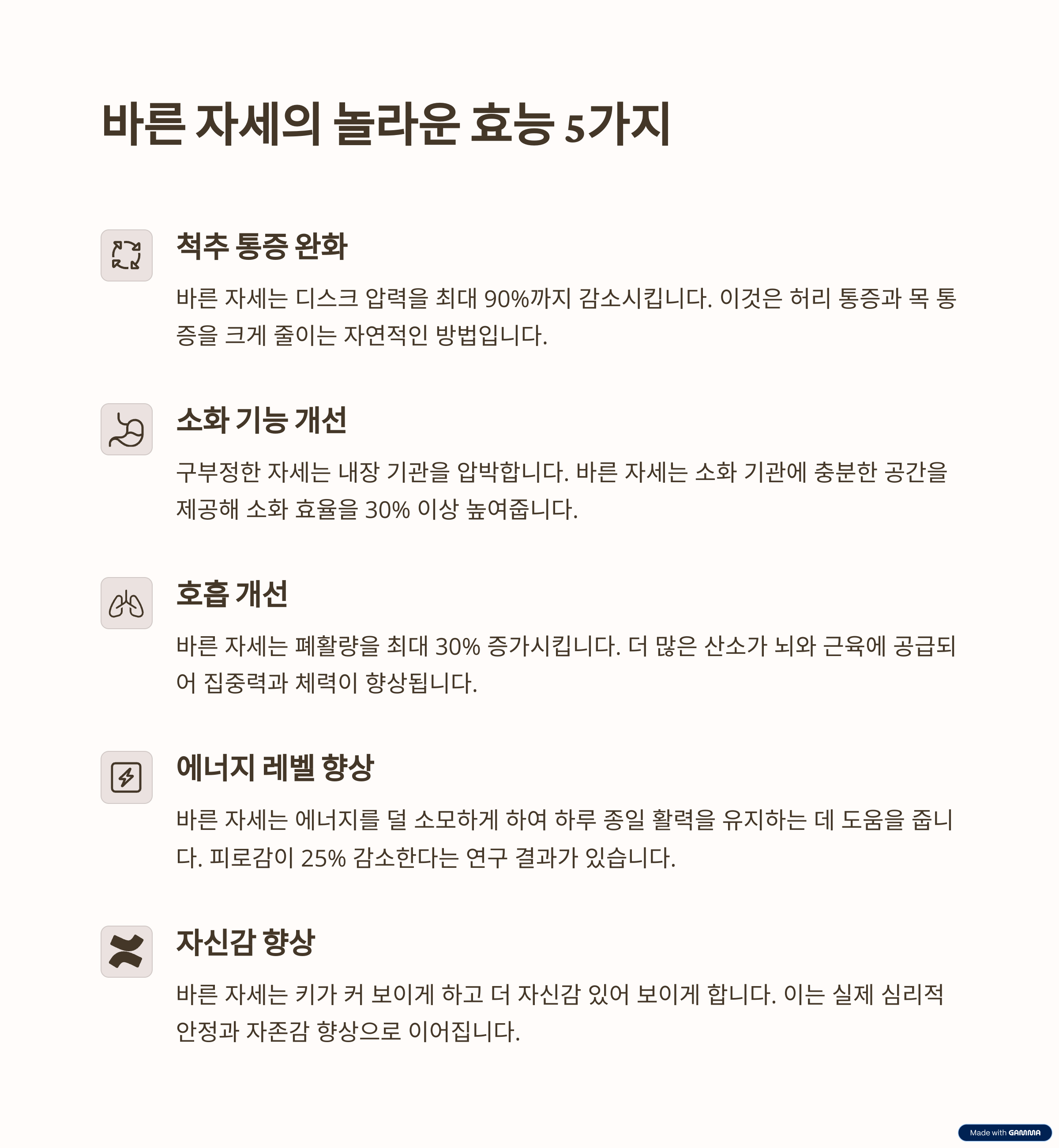 바른 자세의 놀라운 효능 5가지