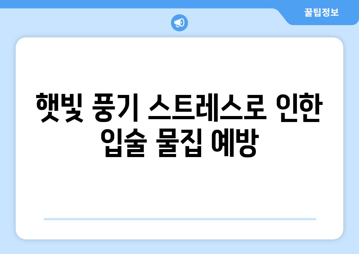 햇빛 풍기 스트레스로 인한 입술 물집 예방