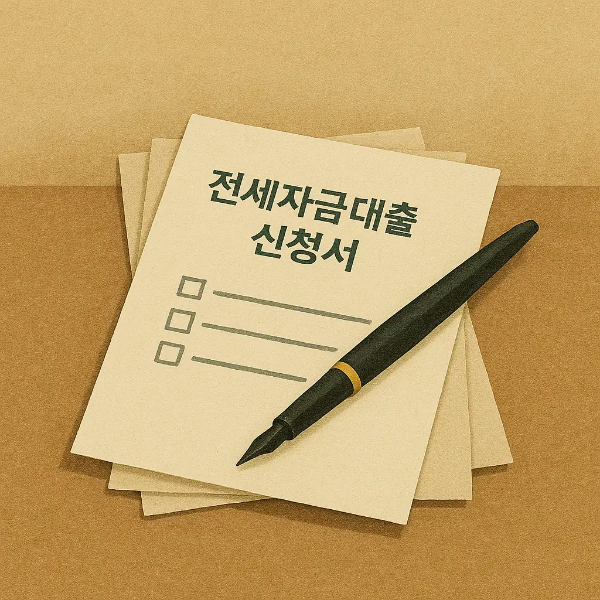 전세자금대출 신청서와 펜이 정갈하게 놓인 고요한 준비 장면
