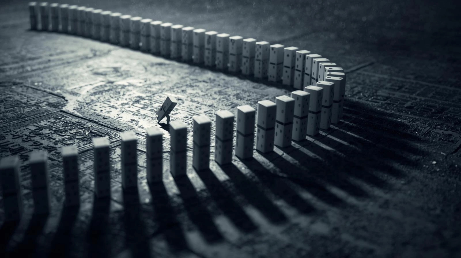 하나의 작은 움직임이 거대한 연쇄 반응을 일으키는 도미노 현상