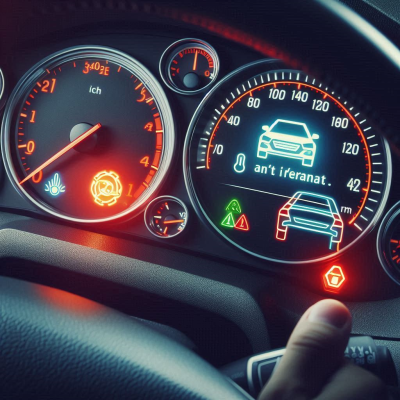 운전자가 계기판을 주시하는 모습